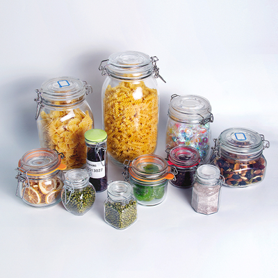 China 50ml 75ml 100ml Airtight Clamp Lid Glass Salt Spices Storage Jar  factory and manufacturers